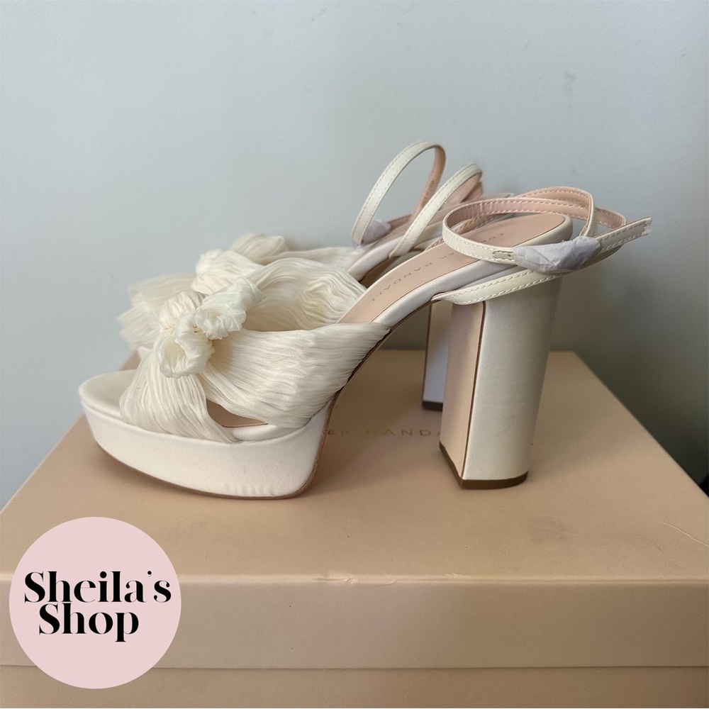NIB Loeffler Randall Natalia Pearl Platform Bow Heel Sandals Size 37 - Picture 4 of 7